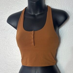 Offline by aerie women’s xs real me Racerback Long line crop top brown new